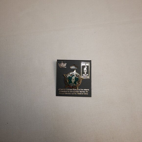 1996 Olympic Games Atlanta Pin Badge Black & Gold Star Design VTG Collectible - Picture 2 of 5
